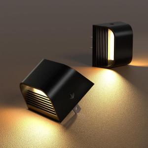 imageVOLISUN Night Lights Plug into Wall 4 Pack Up and Down LED Night Light with Dusk to Dawn Light Sensor 3000K Warm White Nightlight for Hallway Bedroom Bathroom Kitchen BlackBlack
