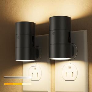 imageVOLISUN Night Lights Plug into Wall Dimmable LED Nightlight with Dusk to Dawn Light Sensor 0100LM Adjustable Brightness 3 Color Temperatures Compact Size Black 8 Pack for HallwayBedroomBathroomBlack3 Coloramber