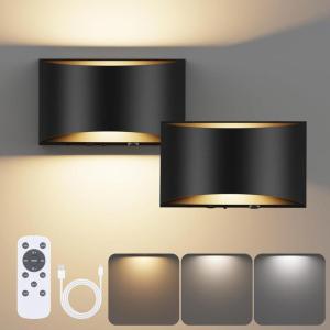 imageVOLISUN No Hardwired Wall Sconces Modern Wall Sconces Battery Operated with Remote 3000K6500K Dimmable LED Wall Lamps Wireless Wall Lights for Bedroom Living Room Hallway Corridor2 Pack2 Pack