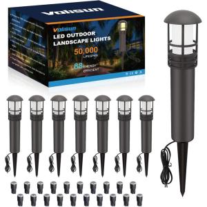 imageVOLISUN Outdoor LED Landscape Lighting8Pack 3W 12V Low Voltage Pathway LightsOutdoor Waterproof Garden LightsAluminum Housing ETL ListedCRI 905000K Cool White for Driveway SidewalkWarm White