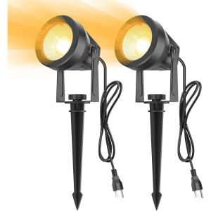 imageVOLISUN Plug in Spot Light Outdoor spotlightsLandscape Spotlights Landscape Lights with PlugIP65 WaterproofOutdoor Spotlights for TreesYardHouseFlags 2PacksWarm White2 pack