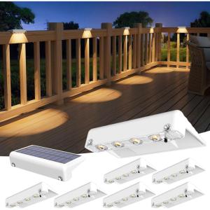 imageVOLISUN Solar Deck Lights 8 Pack Warm White Glow LED Large Size Lamp IP65 Waterproof Step Lights Outdoor for Deck Step Fence Railing Wall and StairsWhite