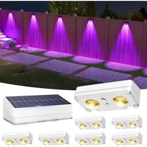 imageVOLISUN Solar Fence Lights 12 Pack Warm White Cool White and RGB Color Glow LED Solar Lights IP65 Waterproof Fence Solar Lights Outdoor for Patio Backyard Railing Deck Fence and WallBlackWhite