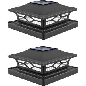 imageVOLISUN Solar Post Cap Lights 6  Pack Outdoor Deck Post Cap Lights Black for Dock Fence Waterproof 2 Color Modes4x46x6 WoodenVinyl PostsBlack