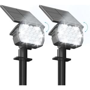imageVOLISUN Solar Spotlight Outdoor IP67 Waterproof Solar Landscape Spot LightsUplights for Yard Garden Pathway  12 Pack Cool White 27 LED 3 Lighting ModesCool White