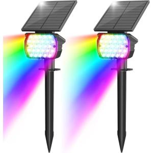 imageVOLISUN Solar Spotlight Outdoor IP67 Waterproof Solar Landscape Spot LightsUplights for Yard Garden Pathway  12 Pack Cool White 27 LED 3 Lighting ModesMulticolor