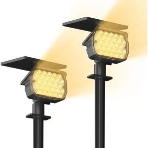 imageVOLISUN Solar Spotlight Outdoor IP67 Waterproof Solar Landscape Spot LightsUplights for Yard Garden Pathway  12 Pack Cool White 27 LED 3 Lighting ModesWarm White