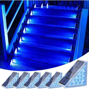 imageVOLISUN Solar Stair Lights 12 Pack Solar Step Lights Waterproof IP67 Outdoor Step Light with 13 LEDs Outdoor Lighting Decor for Yard Stair Patio Front Door Front Porch and DeckCool WhiteBlue