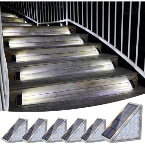 imageVOLISUN Solar Stair Lights 12 Pack Solar Step Lights Waterproof IP67 Outdoor Step Light with 13 LEDs Outdoor Lighting Decor for Yard Stair Patio Front Door Front Porch and DeckCool WhiteCool White