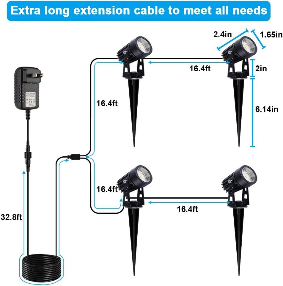 imageVOLISUN Outdoor Uplight Landscape Spotlight with Transformer Low Voltage Landscape Lighting with Stakes 4Pack Metal Material for House Flags984ft Cable IP65 Waterproof Warm White