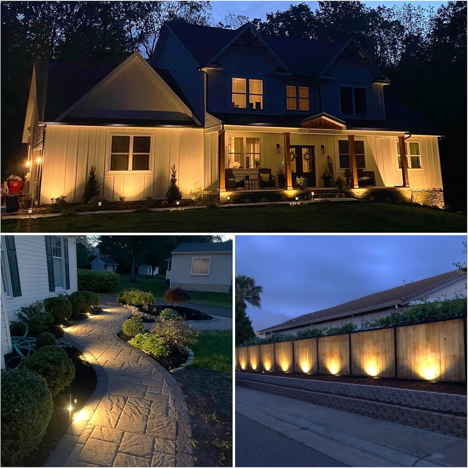 imageVOLISUN Outdoor Uplight Landscape Spotlight with Transformer Low Voltage Landscape Lighting with Stakes 4Pack Metal Material for House Flags984ft Cable IP65 Waterproof Warm White