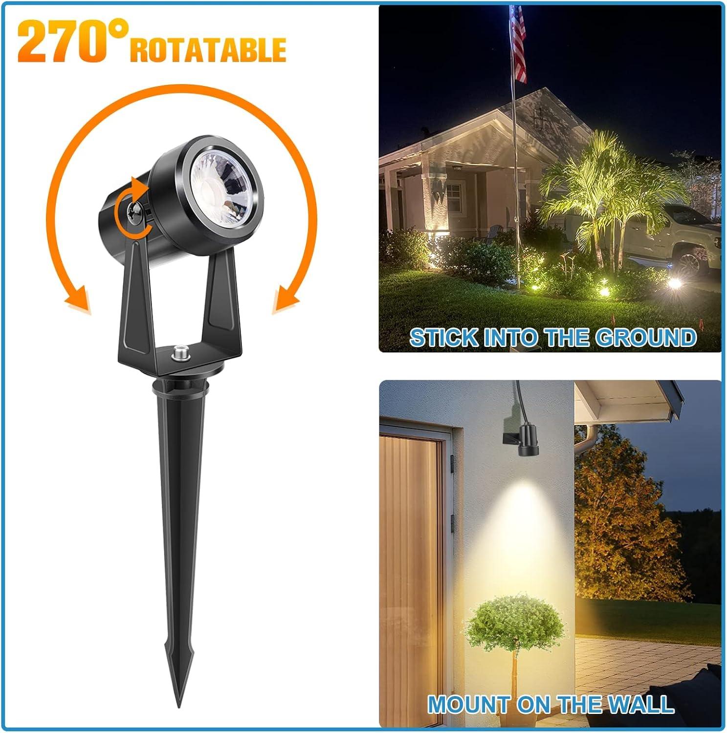 imageVOLISUN Outdoor Uplights SpotlightsLow Voltage Landscape Lights with Transformer and 75ft CableWaterproof Landscape Lighting spot Lights for HouseFenceTree Flags8PacksWarm White