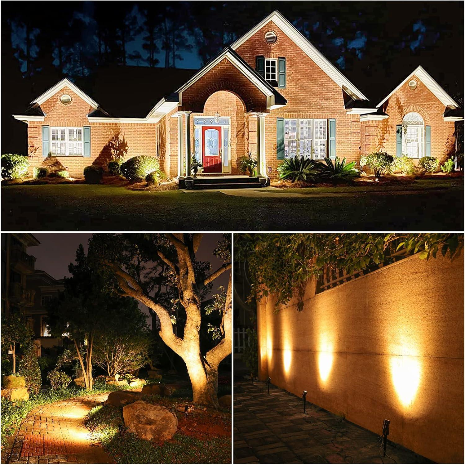 imageVOLISUN Outdoor Uplights SpotlightsLow Voltage Landscape Lights with Transformer and 75ft CableWaterproof Landscape Lighting spot Lights for HouseFenceTree Flags4PacksWarm White