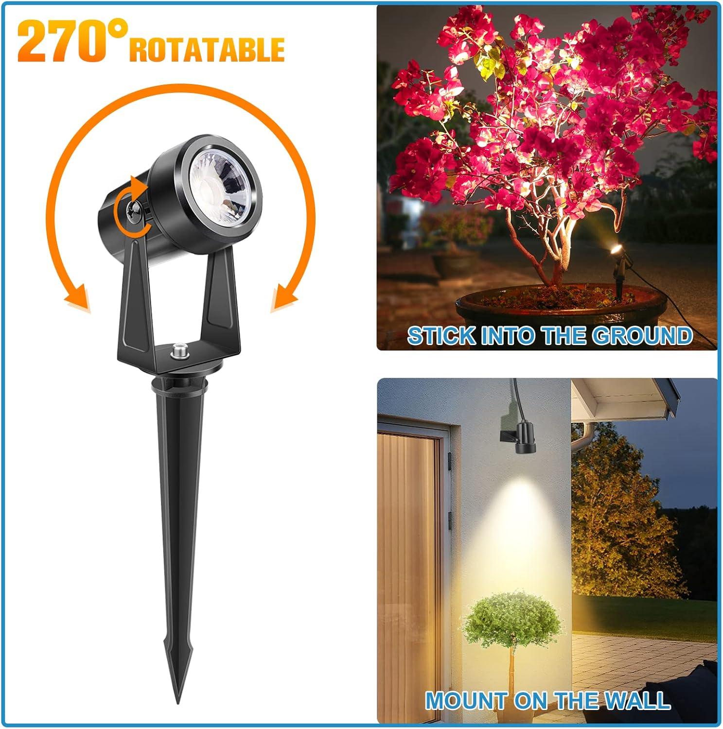 imageVOLISUN Outdoor Uplights SpotlightsLow Voltage Landscape Lights with Transformer and 75ft CableWaterproof Landscape Lighting spot Lights for HouseFenceTree Flags4PacksWarm White