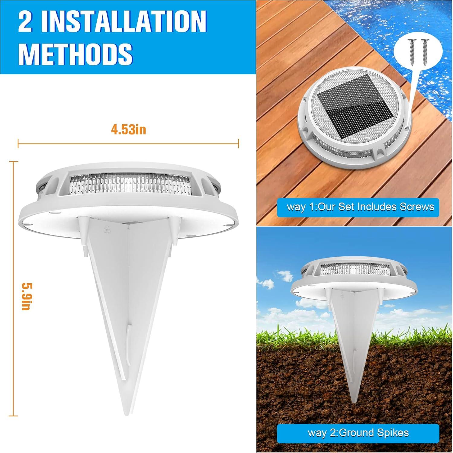 imageVOLISUN Solar Driveway Lights Dock Outdooor Waterproof Marker Lights12 Pack Solar Deck Light 2 Colors in 1 Led IP67 Blue Step Light for Driveway Sidewalk Pathway YardWhiteBlueWhiteWarm White