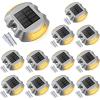 imageVOLISUN Solar Deck Lights 16Pack Led IP67 Waterproof Outdoor Warning Step Lights for Driveway Sidewalk Garden Pathway Yard WhiteWarm White