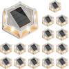imageVOLISUN Solar Driveway Markers LightsOutdoor Heavy Duty Dock Light12 Pack Waterproof Deck LightsDurable Powered Solar Pathway Light for Sidewalk Step Garden and Pool Warning Signs WhiteBlueWhiteWarm White