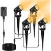 imageVOLISUN Outdoor Uplight Landscape Spotlight with Transformer Low Voltage Landscape Lighting with Stakes 4Pack Metal Material for House Flags984ft Cable IP65 Waterproof Warm White
