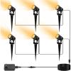 imageVOLISUN Outdoor Uplight Landscape Spotlight with Transformer Low Voltage Landscape Lighting with Stakes 6Pack Metal Material for House Flags1312ft Cable IP65 Waterproof Warm White