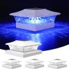 imageVOLISUN Solar Post Cap Light 4Pack Black RGB Color Changing  Fence Post Lights Solar Outdoor Waterproof for 4x4 x5 x6 WoodenVinyl PostWhite
