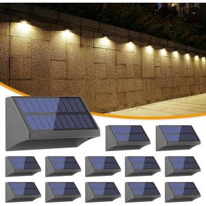 imageVOLISUN Fence Light Solar Powered 12 Pack Warm White ampamp Cool White Solar Fence Light Outdoor Waterproof LED Fence Solar Lights Solar Outdoor Light for Fence Post Backyard Deck Yard Patio Step