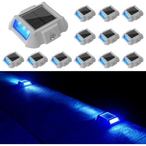 imageVOLISUN Solar Deck Lights 12 Pack Blue LED Solar Powered Waterproof Outdoor Deck Lights for Driveway Dock Pathway