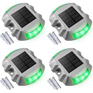 imageVOLISUN Solar Deck Lights 16Pack Led IP67 Waterproof Outdoor Warning Step Lights for Driveway Sidewalk Garden Pathway Yard WhiteGreen