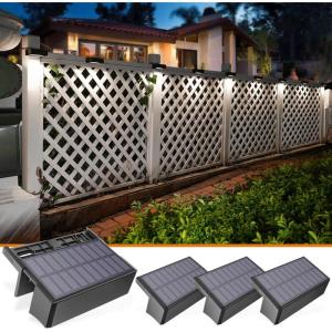 imageVOLISUN Solar Deck Lights Outdoor Fence Lights Step Lights 4pack Warm WhiteampampCool White Waterproof Led Deck Solar Lights for StepFenceDeckRailingWallStairs 1800mahLong Lighting Time