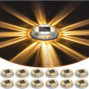 imageVOLISUN Solar Deck ampamp Driveway Lights 12 Pack 2in1 Color WhiteWarm White Waterproof Pathway MarkersWhiteWarm White