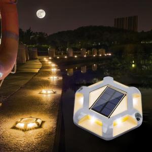 imageVOLISUN Solar Dock Lights Driveway Deck Lights 12Pack Waterproof Outdoor LED Aluminum Warning Step Lights for Driveway Warm WhiteWhite2 Colors in 1
