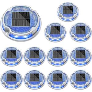 imageVOLISUN Solar Driveway Lights  12 Pack Deck ampamp Step Lights 2in1 Color WhiteWarm White Waterproof IP67WhiteBlue