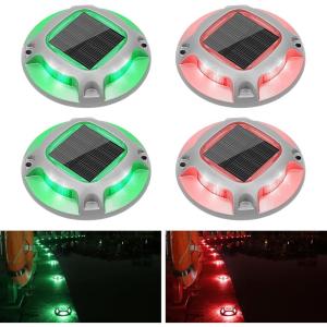 imageVOLISUN Solar Driveway Lights Dock Marine Lights 12 Pack2 Colors in 1Outdoor LED Deck LightSolar Powered Waterproof Warning Step Light for Driveway Sidewalk Pathway WhiteWarm WhiteRedGreen
