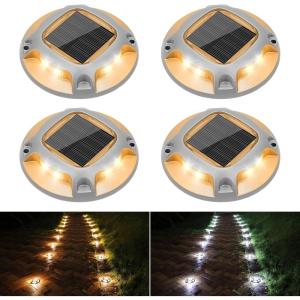 imageVOLISUN Solar Driveway Lights Dock Marine Lights 12 Pack2 Colors in 1Outdoor LED Deck LightSolar Powered Waterproof Warning Step Light for Driveway Sidewalk Pathway WhiteWarm WhiteWhiteWarm White