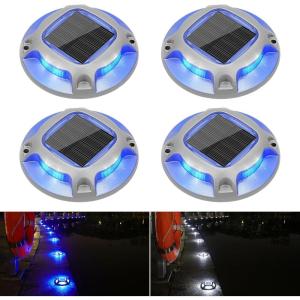 imageVOLISUN Solar Driveway Lights Dock Marine Lights 12 Pack2 Colors in 1Outdoor LED Deck LightSolar Powered Waterproof Warning Step Light for Driveway Sidewalk Pathway WhiteWarm WhiteWhiteBlue