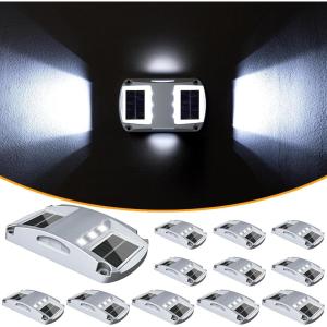 imageVOLISUN Solar Powered LED Driveway Lights 12 Pack Waterproof Dock Marine Outdoor Marker for Step Sidewalk and Pathway White