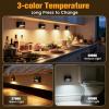 imageVOLISUN Motion Sensor Stair Light Rechargeable 4 Pack Night Lights 3 Modes ampamp 3 Color Temperatures Magnetic Rechargeable StickOn Lights for Stairs Hallway CabinetWhiteBlack