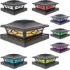 imageVOLISUN Solar Post Cap Light Outdoor Waterproof RGB Color Changing  Solar Fence Cap Flashing Lights 4Pack Black for 4x4 5x5 6x6 Wooden Vinyl PostBlack