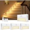 imageVOLISUN Motion Sensor Stair Light Rechargeable 4 Pack Night Lights 3 Modes ampamp 3 Color Temperatures Magnetic Rechargeable StickOn Lights for Stairs Hallway CabinetWhiteWhite
