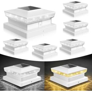 imageVOLISUN Solar Post Cap Lights IP64 Waterproof Solar Powered Deck and Fence Post Lights for 4x4 ampamp 5x5 WoodenVinyl PostsDual Color Modes with Frosted Crystal Lens12 Pack WhiteWhite