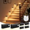 imageVOLISUN Motion Sensor Stair Light Indoor Rechargeable 6 Pack Night Lights Indoor for Step Hallway Toilet Magnetic StickOn Wall Lights 3 Modes ampamp 3 Color TemperaturesBlackBlack