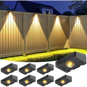 image:imageVOLISUN Solar Fence Lights Fence Lights Solar Powered IP65 Waterproof LED 3 Color Temperatures Solar Light for Fence Yard Wall Backyard 16 Pack WhiteBlack