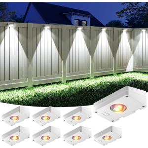 image:imageVOLISUN Solar Fence Lights Fence Lights Solar Powered IP65 Waterproof LED RGB Color Changing Solar Light for Fence Yard Wall Backyard 12 Pack WhiteWhite