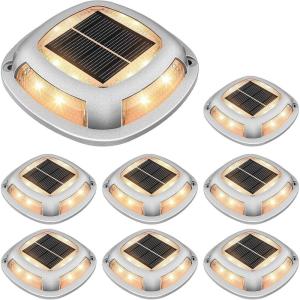 image:imageVOLISUN Solar Driveway Lights 12 Pack Waterproof Dock amp Deck Marker Lights2in1 Blue amp White LEDIP67 Wireless Outdoor Solar Light for DrivewaysSidewalksPathwaysand YardsWhiteWarm White