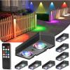 image:imageVOLISUN Solar Fence Lights with Remote Control 50 Lumen LED Fence Lights Solar Powered IP65 Waterproof 10 RGB Color LongLasting Solar Lights for Backyard Garden Deck Patio Railing 12 PackBlack Shell
