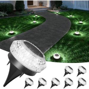 image:imageVOLISUN Solar Ground Lights Outdoor8 Pack Flat Solar Pathway LightsIP67 Waterproof Solar Powered Disc LightsLandscape Lighting for Garden Yard Walkway Patio DrivewayCool WhiteWhite