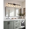 image:imageVOLISUN Crystal Vanity Lights for Bathroom 5 Light Bathroom Vanity Light Modern Stainless Steel Bathrooms Lights Over Mirror Chrome Bathrooms Lights FixturesUL CertificatedExclude BulbBlack