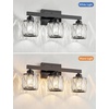 image:imageVOLISUN Crystal Vanity Lights for Bathroom 5 Light Bathroom Vanity Light Modern Stainless Steel Bathrooms Lights Over Mirror Chrome Bathrooms Lights FixturesUL CertificatedExclude BulbBlack