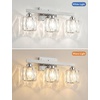 image:imageVOLISUN Crystal Vanity Lights for Bathroom 5 Light Bathroom Vanity Light Modern Stainless Steel Bathrooms Lights Over Mirror Chrome Bathrooms Lights FixturesUL CertificatedExclude BulbChrome