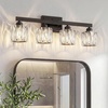 image:imageVOLISUN Crystal Vanity Lights for Bathroom 5 Light Bathroom Vanity Light Modern Stainless Steel Bathrooms Lights Over Mirror Chrome Bathrooms Lights FixturesUL CertificatedExclude BulbBlack