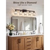 image:imageVOLISUN Crystal Vanity Lights for Bathroom 5 Light Bathroom Vanity Light Modern Stainless Steel Bathrooms Lights Over Mirror Chrome Bathrooms Lights FixturesUL CertificatedExclude BulbBlack